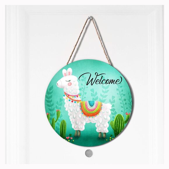 Other - 7491 Welcome Door Sign Wreath Door Hanger Llama, Cute Welcome Signs Front